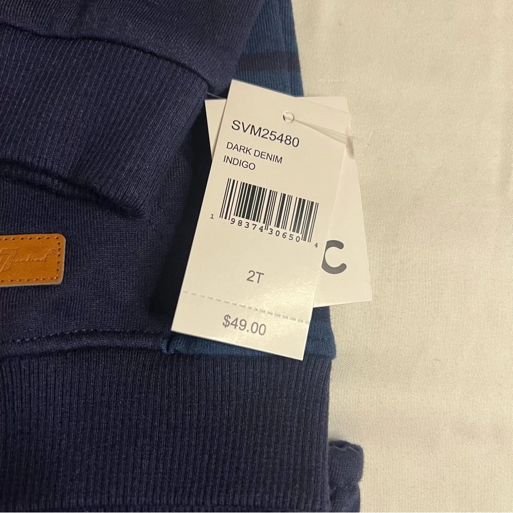 NWT 7 For All Mankind Toddler Tracksuit Set 2T Dark Denim Indigo Hoodie Joggers
